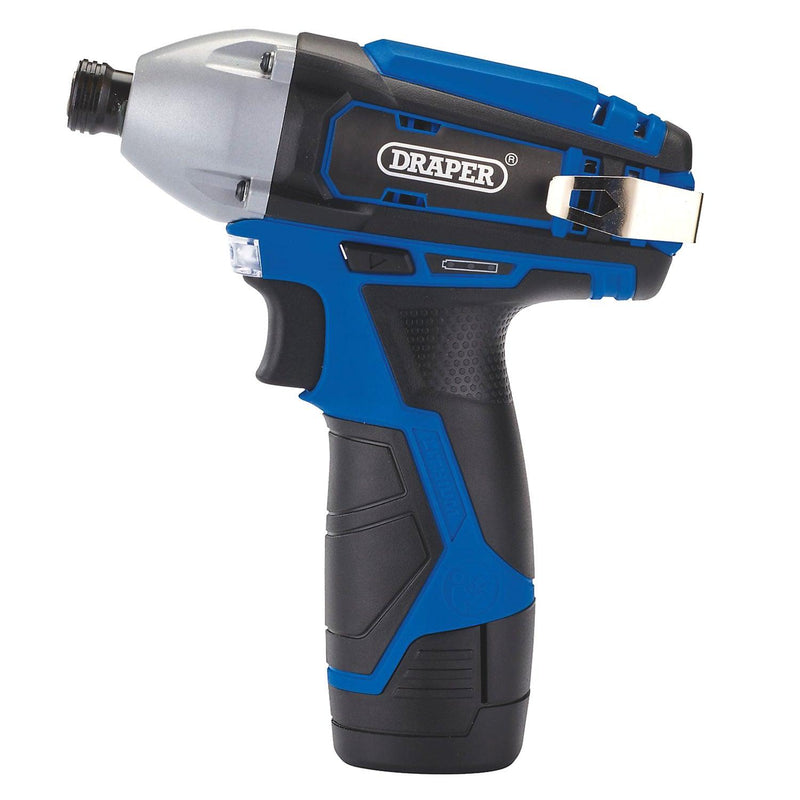 Draper 20847 Cordless Impact Driver Kit with Rechargeable 10.8V Li-ion Battery & 1hr Fast Charger - tooltime.co.uk