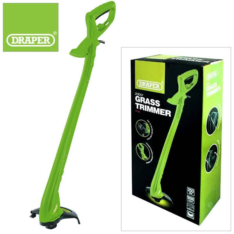 Draper 250W Electric Garden Grass & Weed Trimmer with Double Line Feed + 36m Strimmer Line - tooltime.co.uk