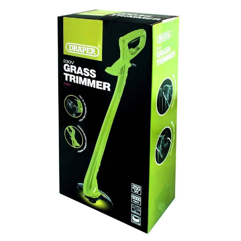 Draper 250W Electric Garden Grass & Weed Trimmer with Double Line Feed + 36m Strimmer Line - tooltime.co.uk