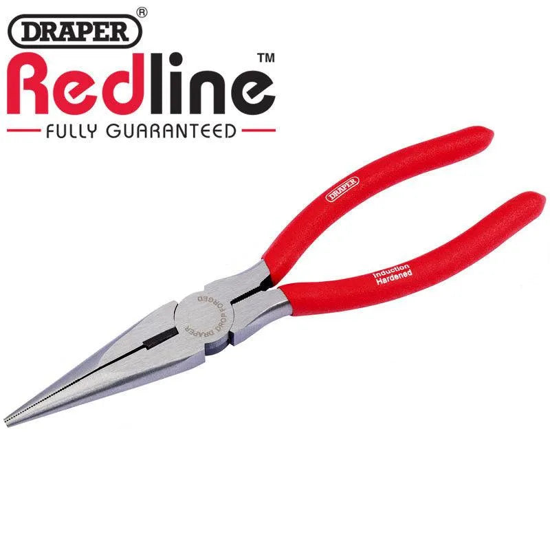 Draper Long Nose Pliers 200mm Carbon Steel Non-slip PVC Dipped Handles 68238 - tooltime.co.uk