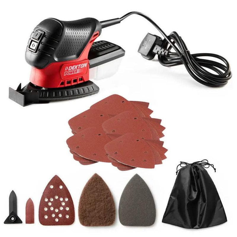 Electric Detail Sander Palm Mouse 75W + 25 Sanding Sheets & Dust Collection Box - tooltime.co.uk