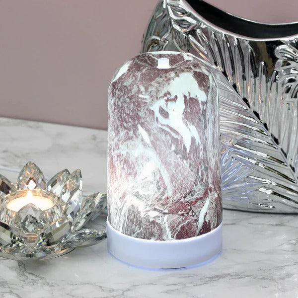Electric LED Ultrasonic Diffuser Aromatherapy Essential Oil - Red Marble - tooltime.co.uk