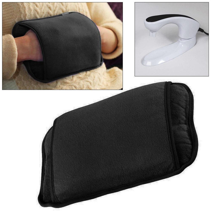 Electric Rechargeable Hot Water Bottle Massaging Heat Pad Black Soft Touch Cover - tooltime.co.uk