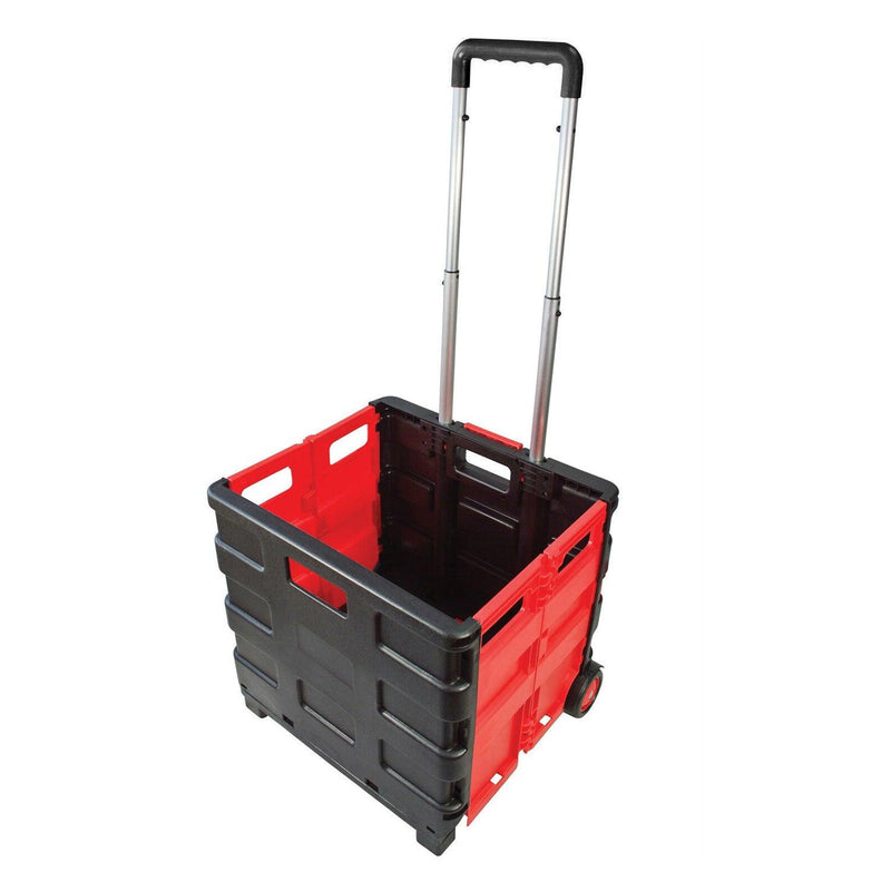 Folding Shopping Trolley Cart Rolling Car Boot Foldable Storage Box Large 35kg - tooltime.co.uk