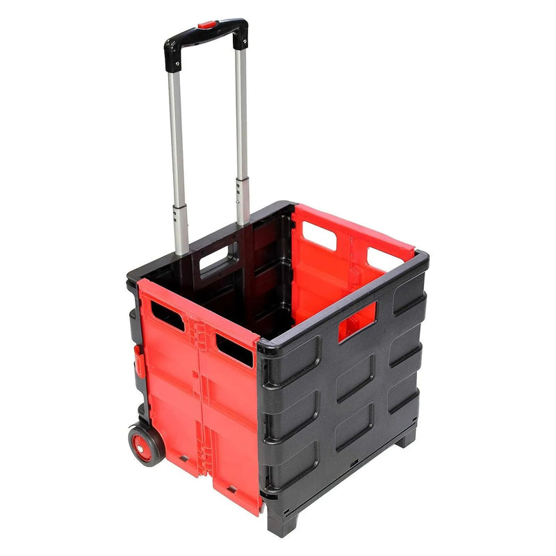 Folding Shopping Trolley Cart Rolling Car Boot Foldable Storage Box Large 35kg - tooltime.co.uk