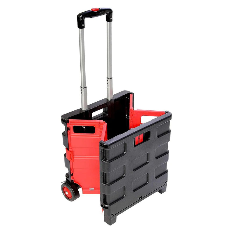 Folding Shopping Trolley Cart Rolling Car Boot Foldable Storage Box Large 35kg - tooltime.co.uk