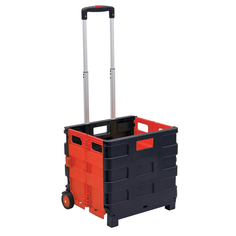 Folding Shopping Trolley Cart Rolling Car Boot Foldable Storage Box Large 35kg - tooltime.co.uk