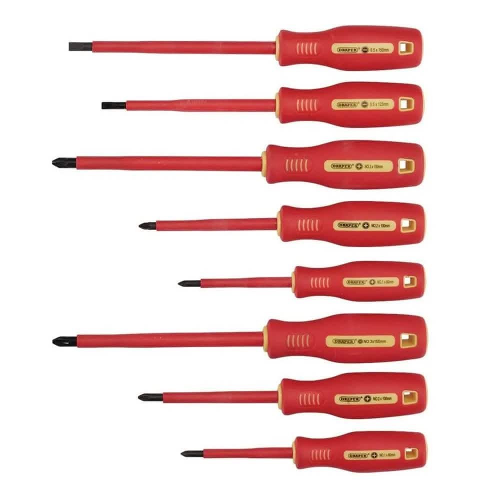 Fully Insulated and Precision Screwdrivers 14pc Set VDE Approved Draper 28028 - tooltime.co.uk