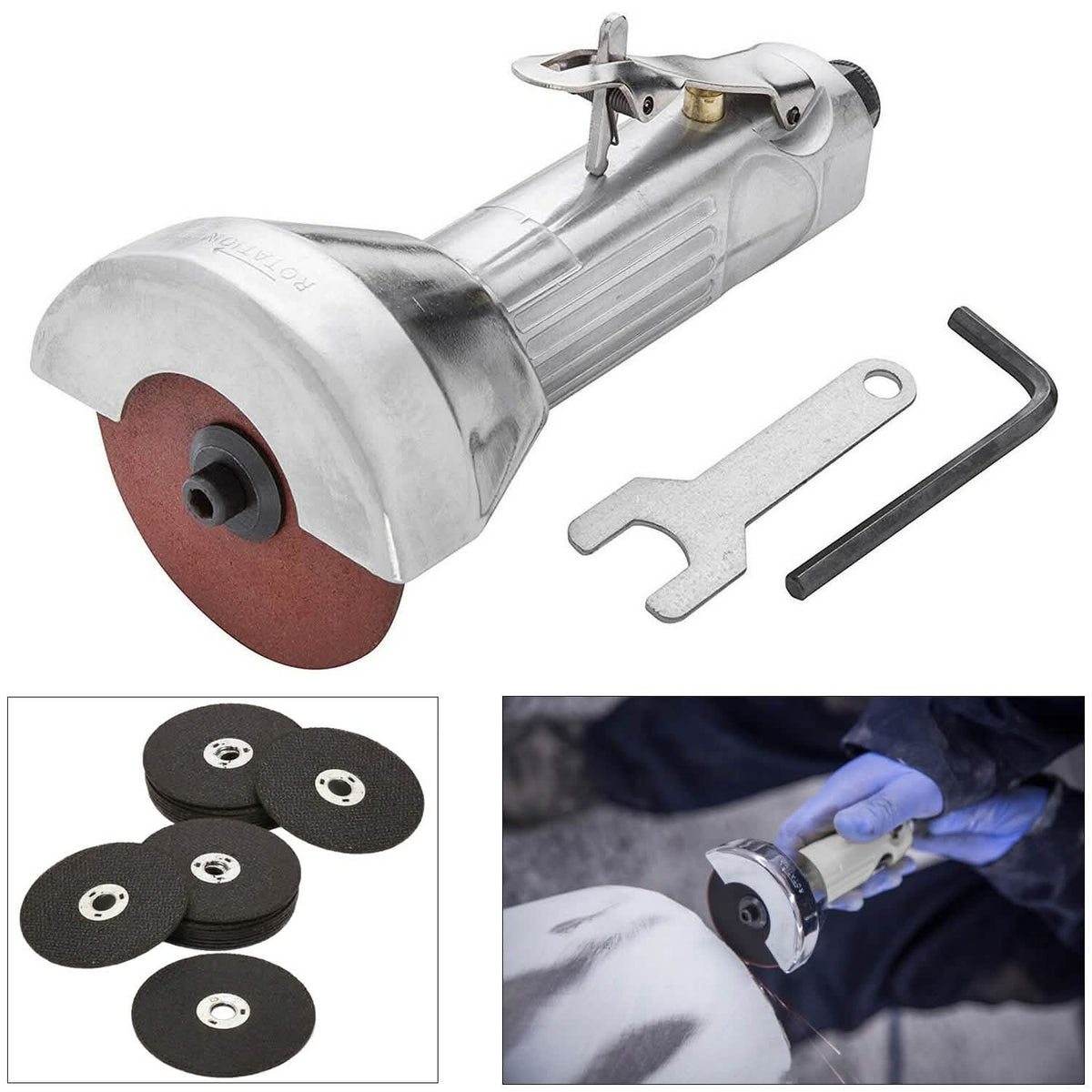 3" 75Mm Pneumatic Air Cut Off Tool + 21 X Metal Cutting Discs Lifetime Warranty