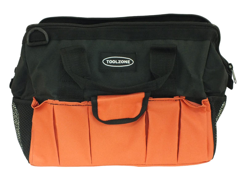 Heavy Duty 16" Nylon Zip Up 28 Pocket Tool Bag with Shoulder Strap - tooltime.co.uk