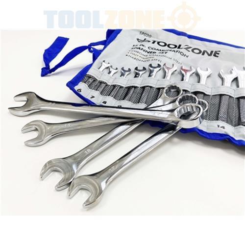 Metric Combination Satin Finish Spanner 15Pc Crv Steel 6mm -19mm & 22Mm - tooltime.co.uk