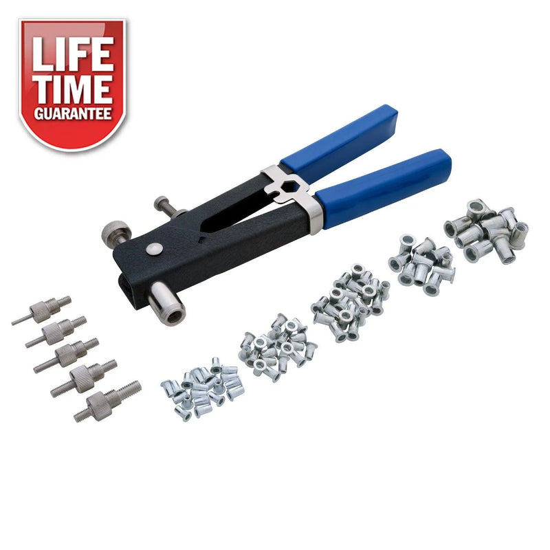 Nut Riveter Kit Threaded Rivet Rivnut Insertion Tool Riveting Gun M3-M8 86pc - tooltime.co.uk