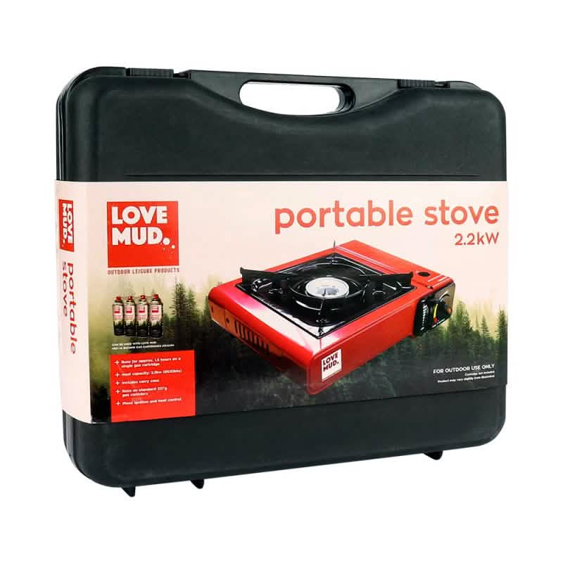 Camping Stove Butane Gas Outdoor Portable BBQ Cooker Piezo Ignition & Carry Case