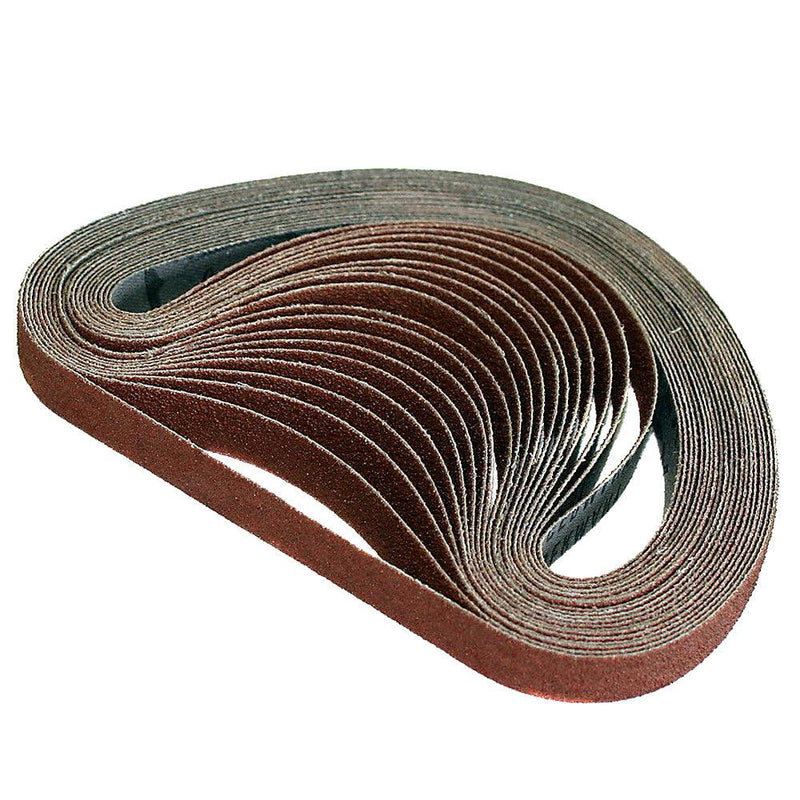 Pack of 40 Assorted Grit Aluminium Oxide Power File Sanding Belts 457mm x 13mm - tooltime.co.uk