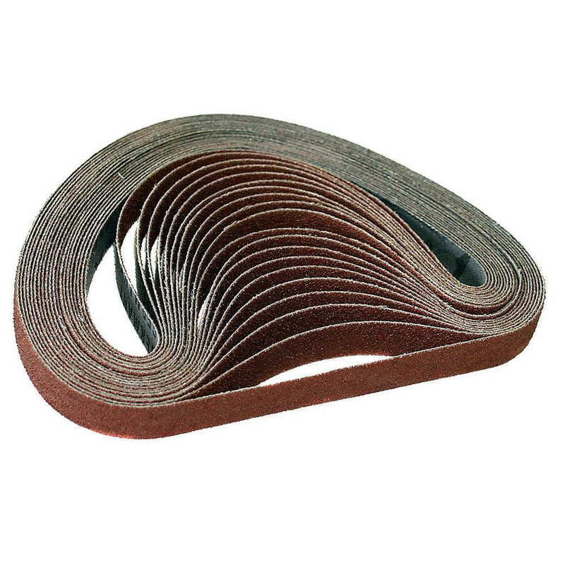 Pack of 40 Assorted Grit Aluminium Oxide Power File Sanding Belts 457mm x 13mm - tooltime.co.uk