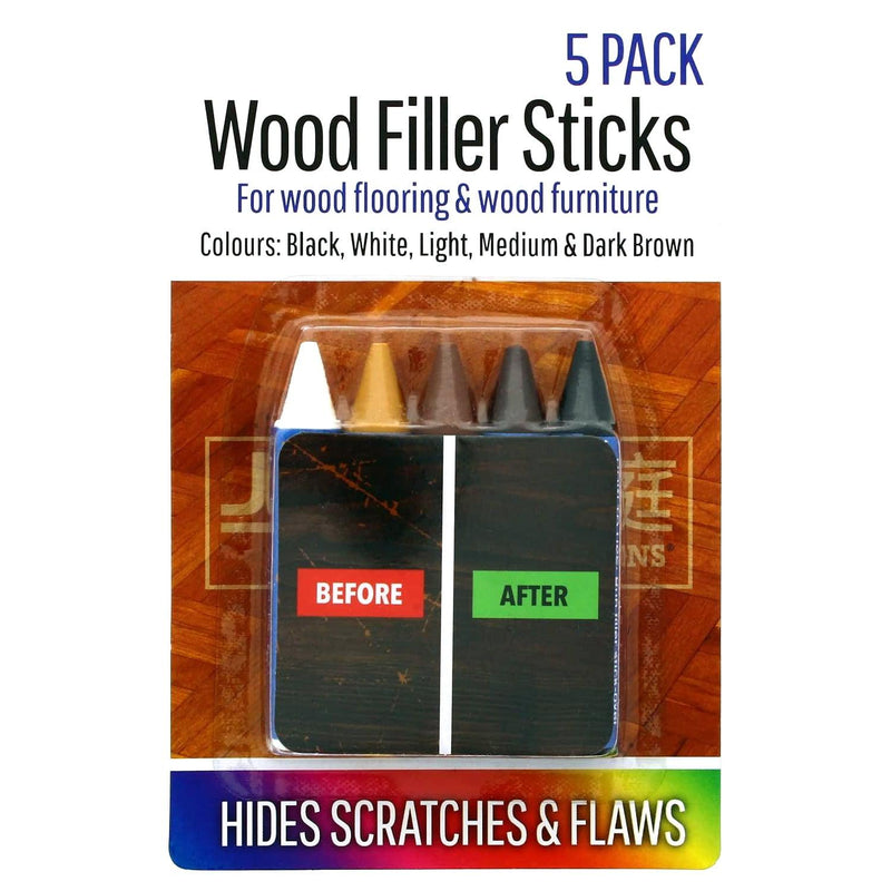 Pack of 5 Wood Filler Sticks | Removes Scratches in Wood, Furniture and Flooring - tooltime.co.uk