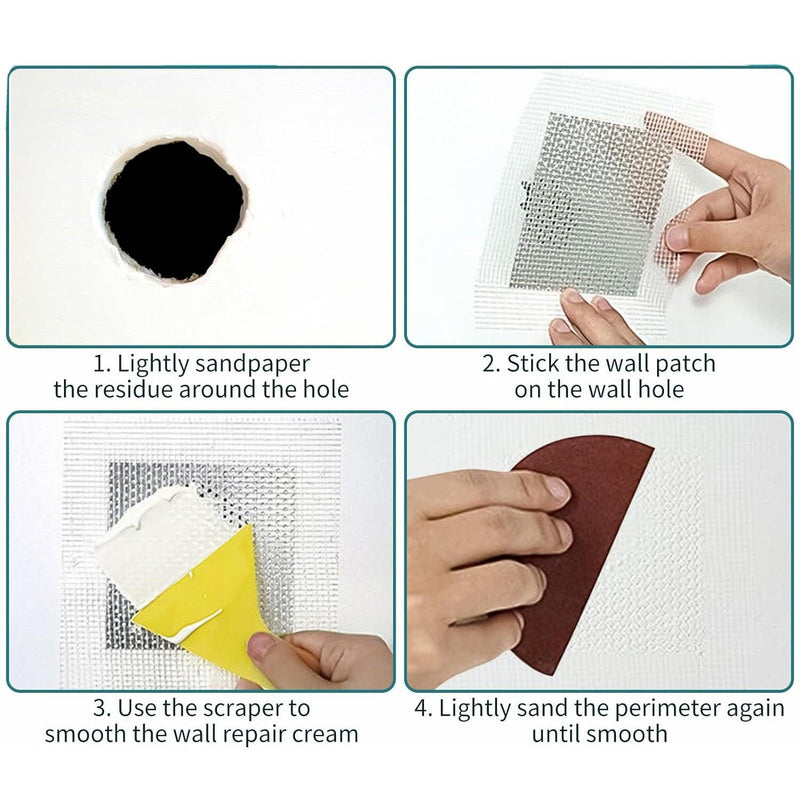Plasterboard Wall Repair Patch Self Adhesive Reinforced Fibreglass Mesh - tooltime.co.uk