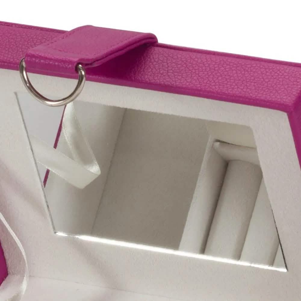 PU Leather Jewellery Box Watch & Trinket Storage Case Organiser Fushia Pink Mele - tooltime.co.uk