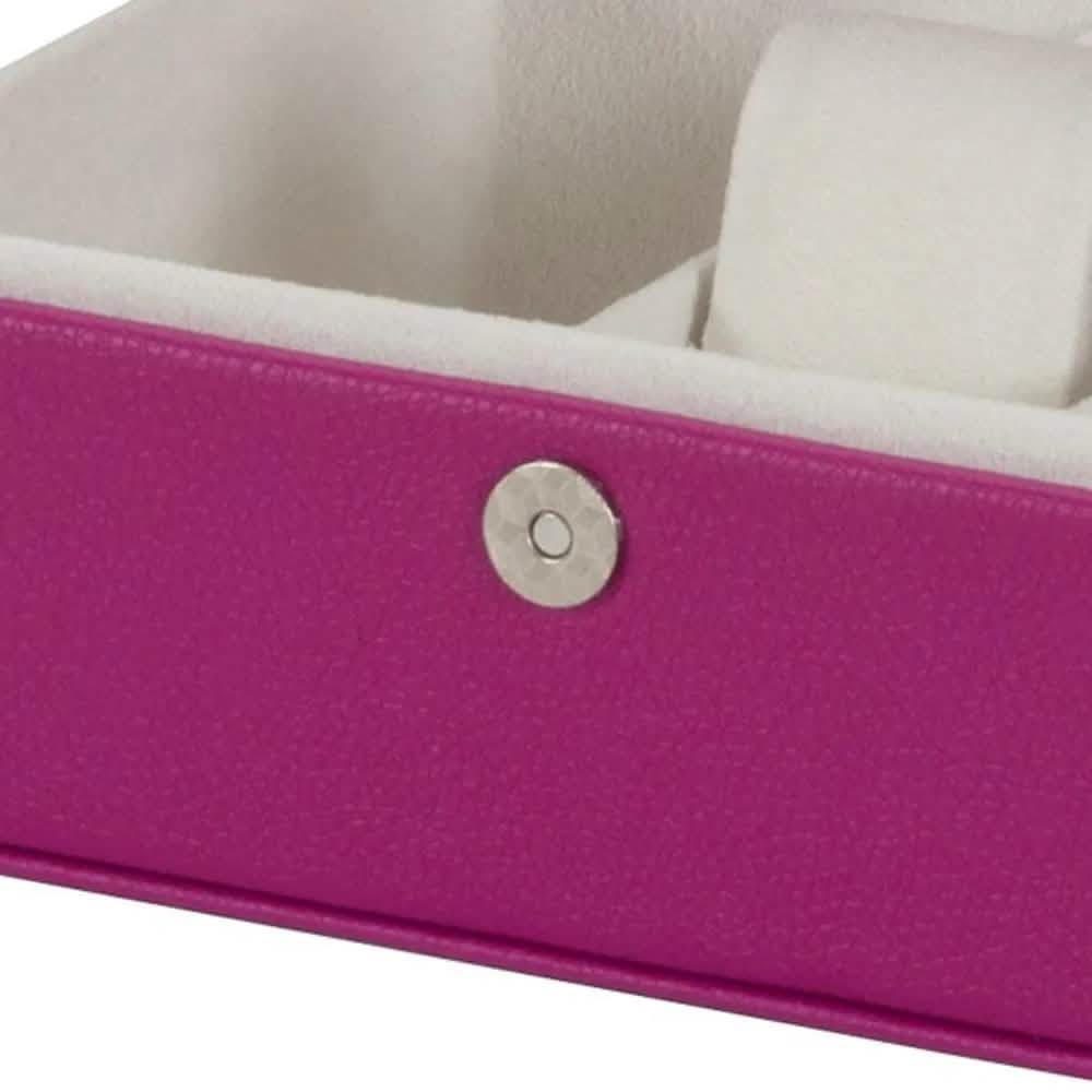 PU Leather Jewellery Box Watch & Trinket Storage Case Organiser Fushia Pink Mele - tooltime.co.uk