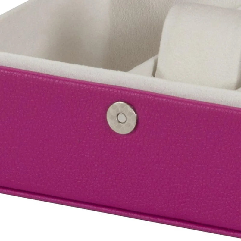 PU Leather Jewellery Box Watch & Trinket Storage Case Organiser Fushia Pink Mele - tooltime.co.uk