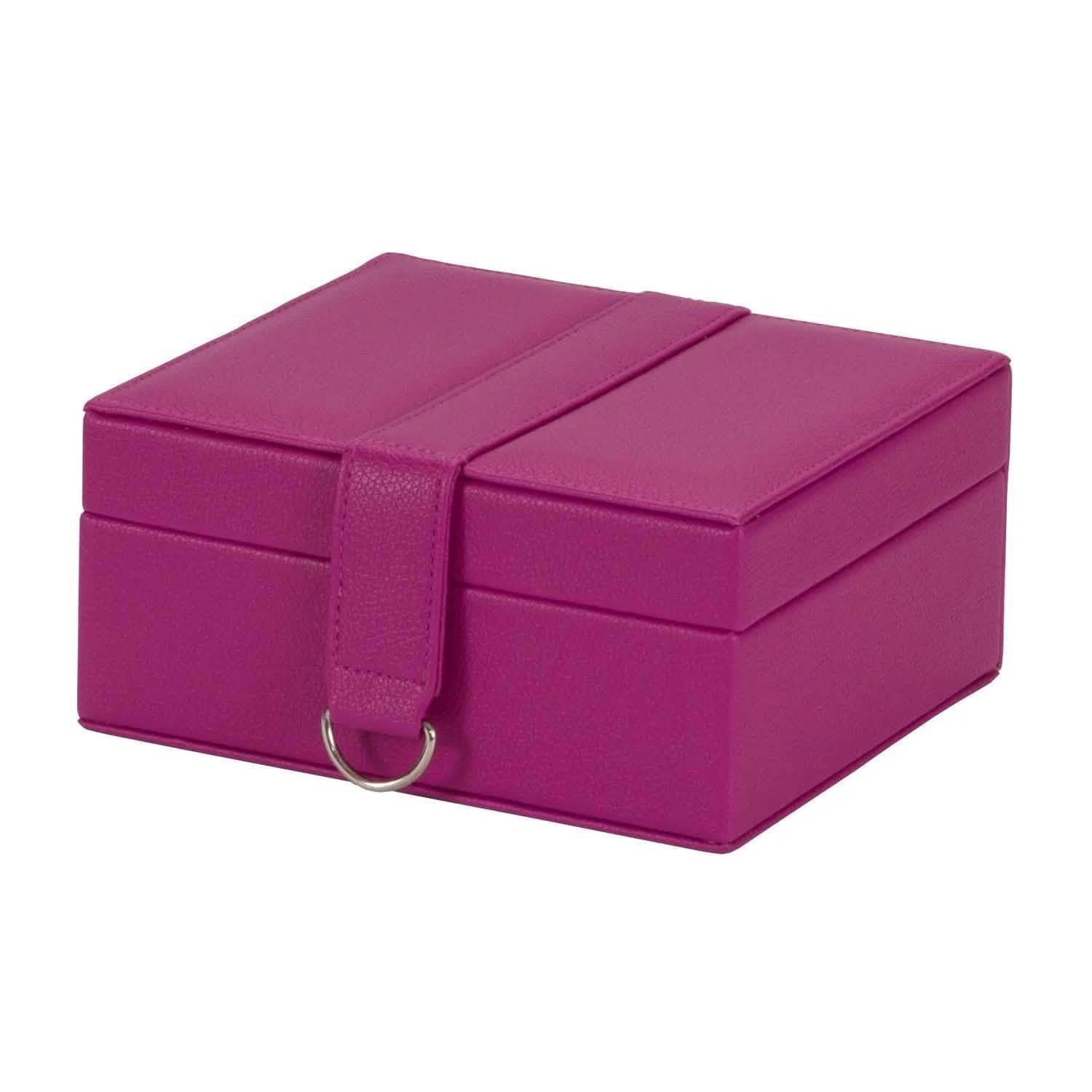 PU Leather Jewellery Box Watch & Trinket Storage Case Organiser Fushia Pink Mele - tooltime.co.uk