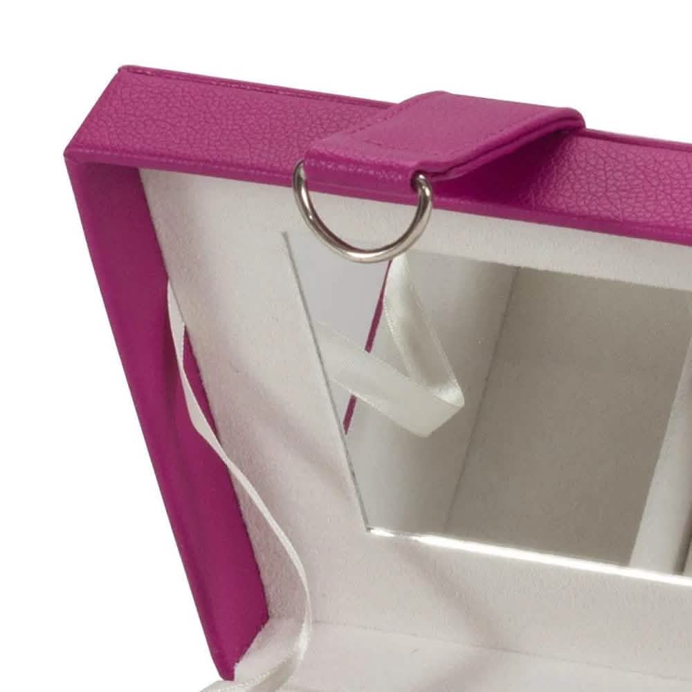 PU Leather Jewellery Box Watch & Trinket Storage Case Organiser Fushia Pink Mele - tooltime.co.uk