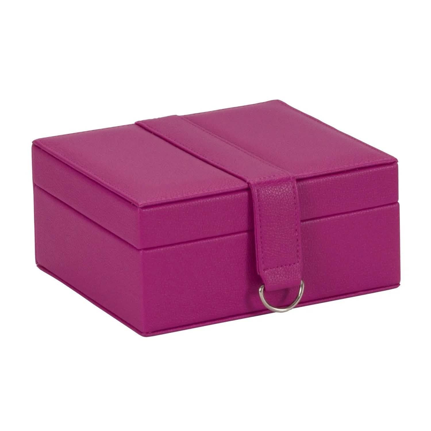PU Leather Jewellery Box Watch & Trinket Storage Case Organiser Fushia Pink Mele - tooltime.co.uk