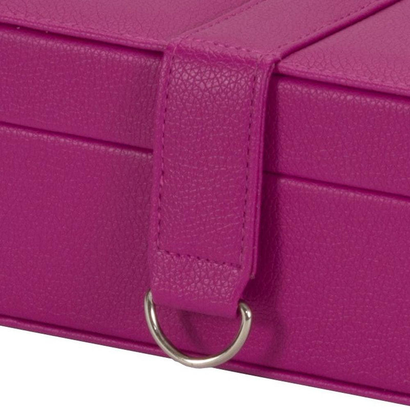 PU Leather Jewellery Box Watch & Trinket Storage Case Organiser Fushia Pink Mele - tooltime.co.uk