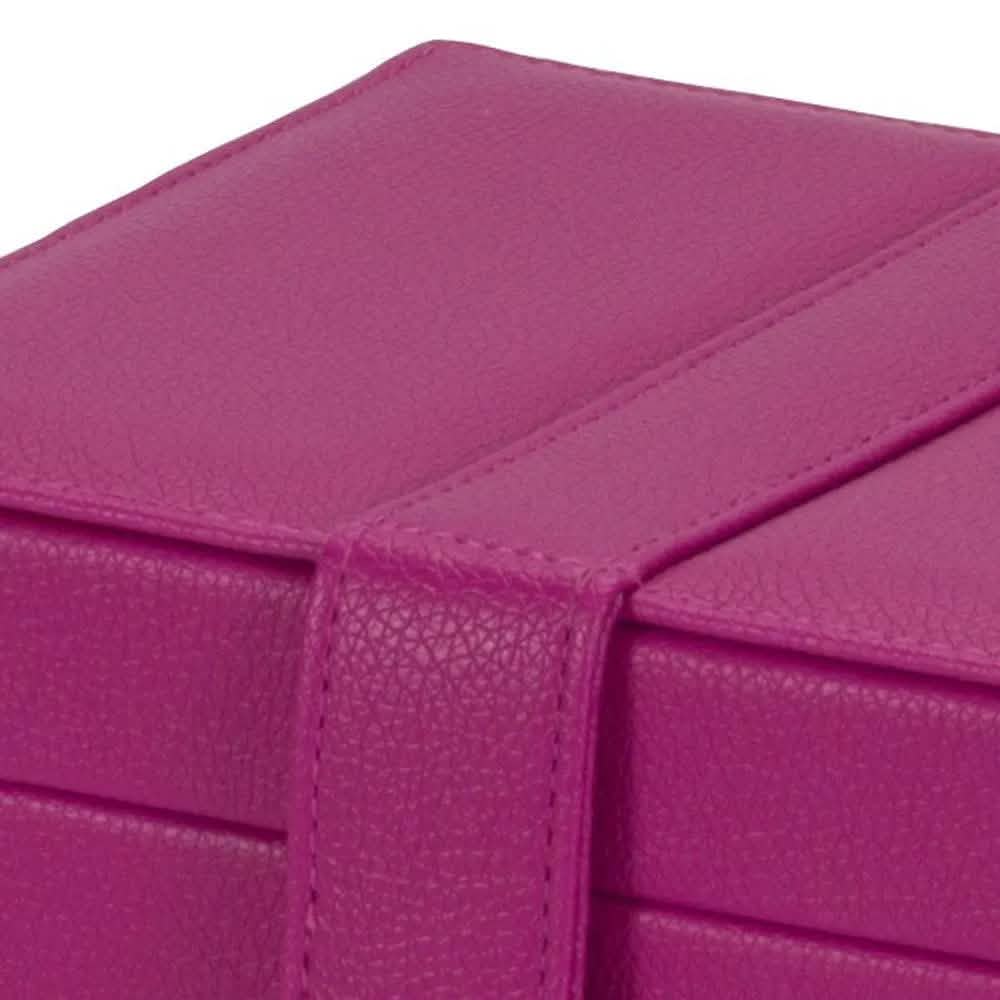 PU Leather Jewellery Box Watch & Trinket Storage Case Organiser Fushia Pink Mele - tooltime.co.uk