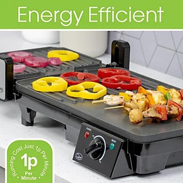 Quest 2-In-1 Grill & Griddle Non-Stick Hotplates Grilling 2000W - tooltime.co.uk