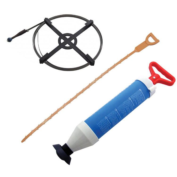 3 Pc Drain Unblocker Tool Set Pump Plunger Cleaning Tool Pipe Sink Clog Remover