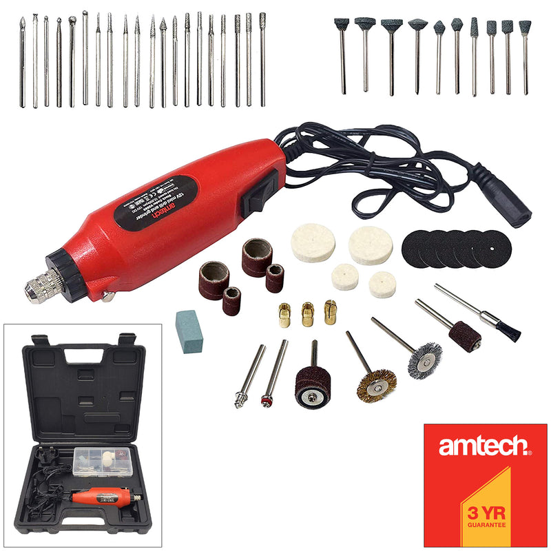 60Pc Mini Rotary Hobby Drill Grinder Power Tool Accessories Bits + Carry Case