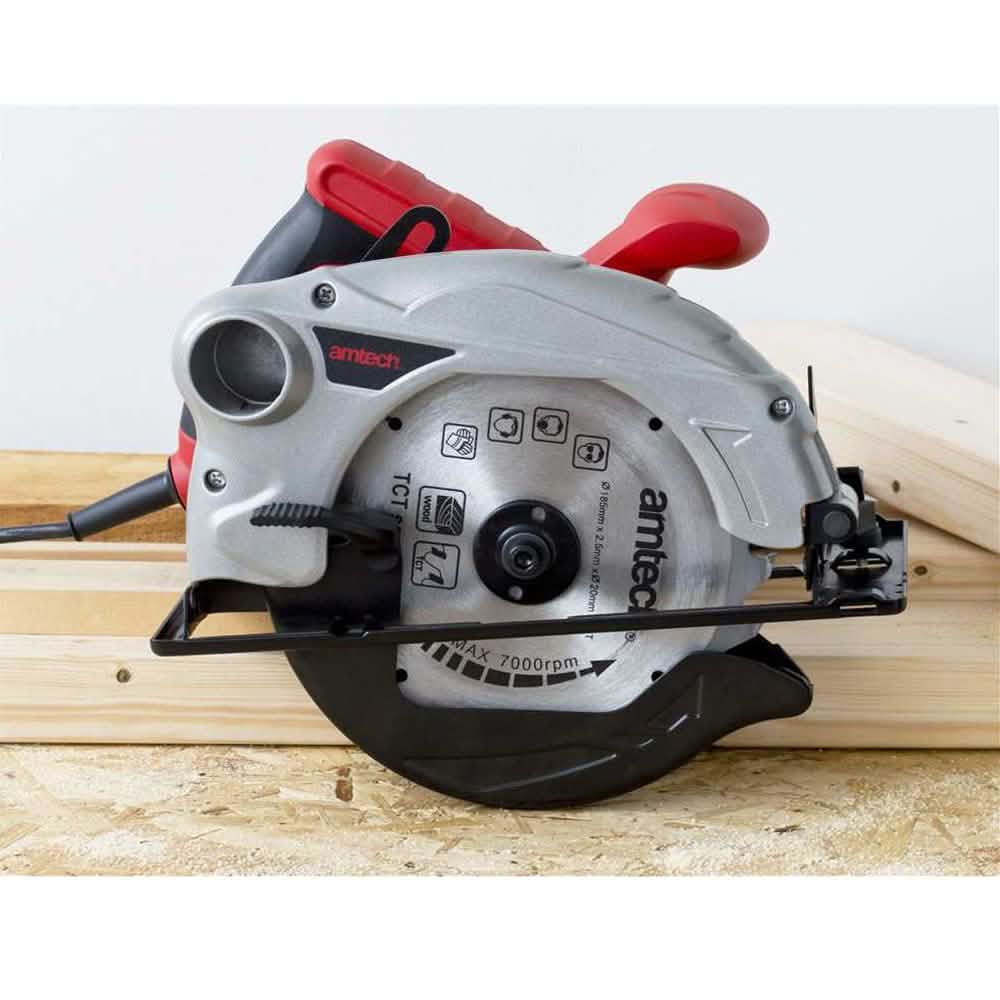AMTECH 185MM CIRCULAR SAW 1300W 230V 0-45° BEVEL + 4 x TCT BLADES 2 YR WARRANTY - tooltime.co.uk