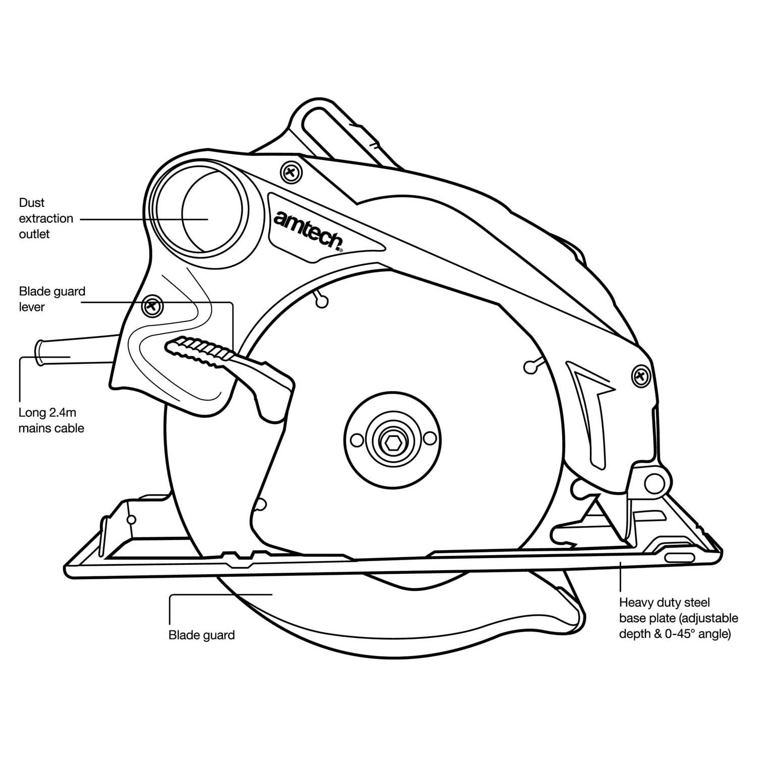 AMTECH 185MM CIRCULAR SAW 1300W 230V 0-45° BEVEL + 4 x TCT BLADES 2 YR WARRANTY - tooltime.co.uk
